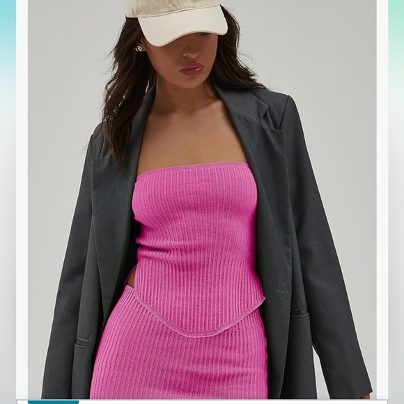 New CHYRII Womens Sexy Summer Two Piece Outfits Bandeau Going Out Crop Tops - Picture 4 of 12